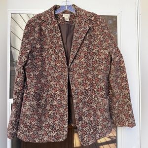L.L. Bean Floral Blazer - Brown and Cream Size 14